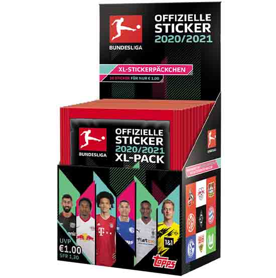 15 Tüten je 10 Sticker Sammelalbum Topps Bundesliga Sticker Saison 2020/2021 