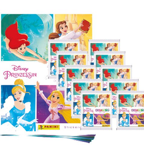 Panini Disney Prinzessin Sticker Glaube an Dich - 1x Leeralbum + 10x Stickertüten