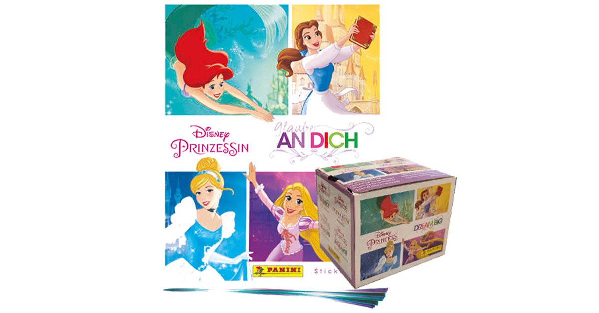 Panini Disney Princess Sticker & Cards Stickeralbum 15 Tüten Prinzessinen 