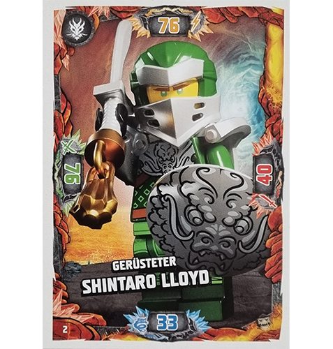 Lego Ninjago Serie 6 NEXT LEVEL Trading Cards Nr 002 Gerüsteter Shintaro Lloyd