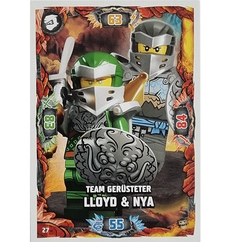 Lego Ninjago Serie 6 NEXT LEVEL Trading Cards Nr 027 Team Gerüsteter Lloyd und Nya