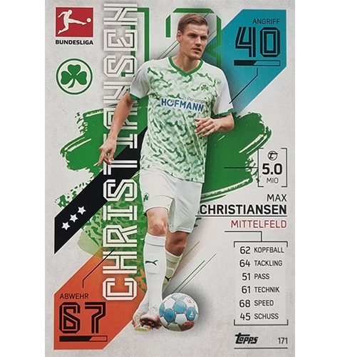 Topps Match Attax Bundesliga 2021/22 Nr 171 Max Christiansen
