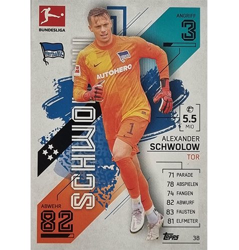 Topps Match Attax Bundesliga 2021/22 Nr 038 Alexander Schwolow