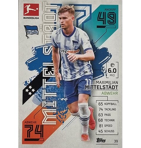 Topps Match Attax Bundesliga 2021/22 Nr 039 Maximilian Mittelstädt