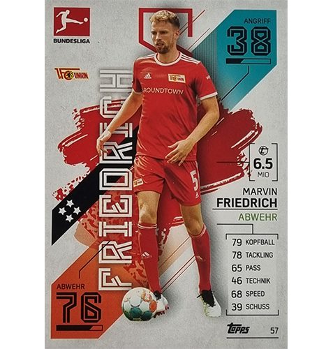 Topps Match Attax Bundesliga 2021/22 Nr 057 Marvin Friedrich