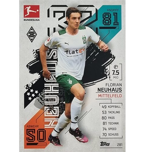 Topps Match Attax Bundesliga 2021/22 Nr 281 Florian Neuhaus