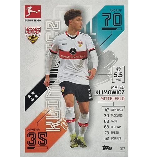 Topps Match Attax Bundesliga 2021/22 Nr 317 Mateo Klimowicz