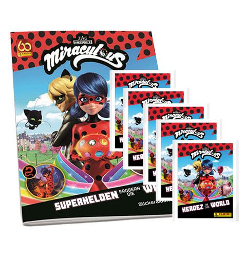 Panini Miraculous Ladybug Heroez in the World Sticker Album + 5x Tüten