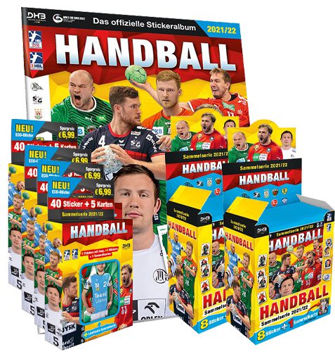 1 x Display je 25 Tüten 1x Sammelalbum Blue Ocean Handball Sticker 2021/22 