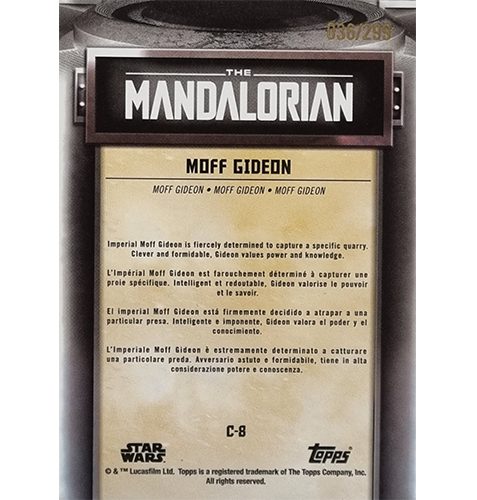 Topps The Mandalorian Trading Cards 2021 Nr C 08 MOFF GIDEON Green Parallels 036/299