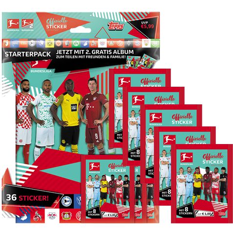 Topps Bundesliga Sticker Saison 2020/2021 5 Stickertüten Starterpack 