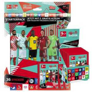 Topps Bundesliga Sticker Saison 2021/2022 Starterpack + 1 x Display