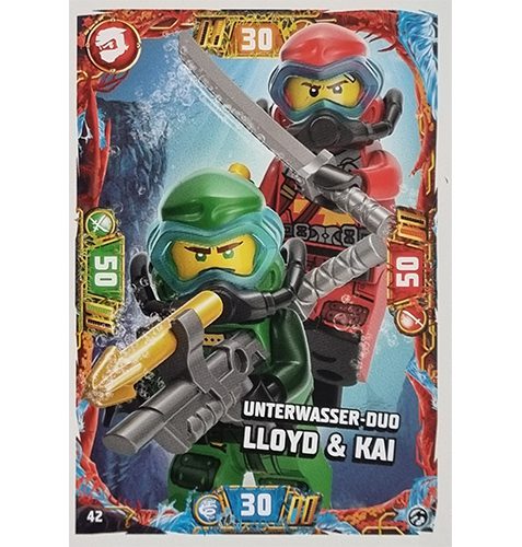 Lego Ninjago Serie 7 Trading Cards Geheimnisse der Tiefe - Nr 042 Unterwasser LLoyd & Kai