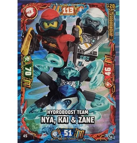 Lego Ninjago Serie 7 Trading Cards Geheimnisse der Tiefe - Nr 045 Hydroboost Team Nya, Kai & Zane