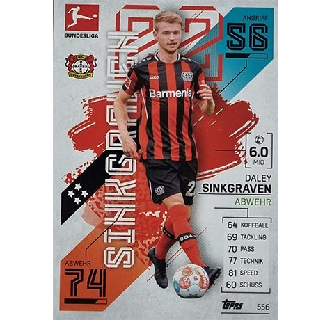 Topps Match Attax Extra 2021/22 Bundesliga Nr - 556 Daley Sinkgraven