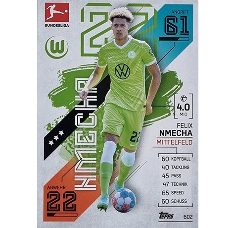 Topps Match Attax Extra 2021/22 Bundesliga Nr - 602 Felix Nmecha