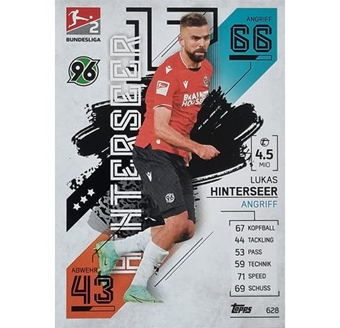 Topps Match Attax Extra 2021/22 Bundesliga Nr - 628 Lukas Hinterseer