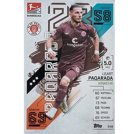 Topps Match Attax Extra 2021/22 Bundesliga Nr - 648 Leart Paqarada