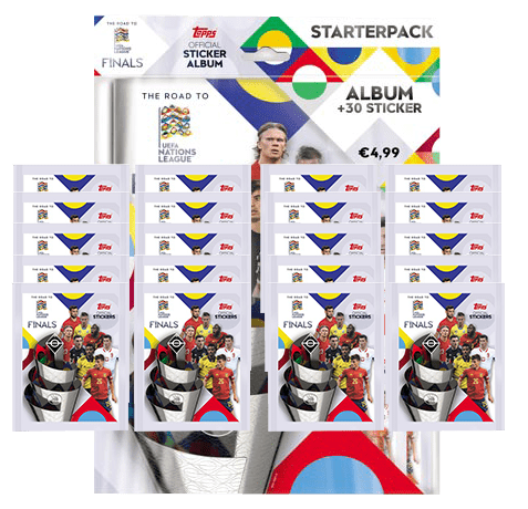 Topps UEFA Nations League 2022/23 Sticker - Starterpack + 20x Stickertüten