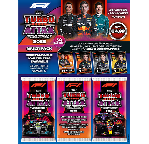 Topps Formula 1 Turbo Attax 2022 Trading Cards - 1x Multipack Blau