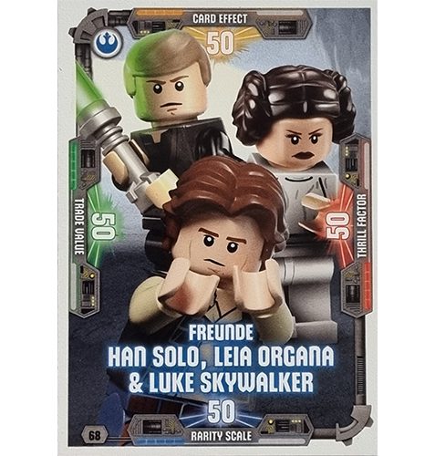LEGO Star Wars Serie 3 Trading Cards Nr 068 Freunde Han Solo Leia Organa & Luke Skywalker