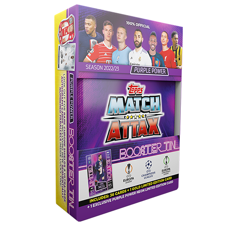 Topps Champions League Match Attax 22/23 -1x Booster Mini Tin Purple Power