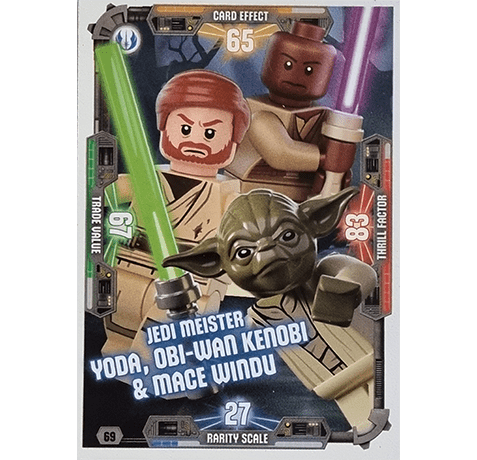 LEGO Star Wars Serie 3 Trading Cards Nr 069 Jedi Meister Yoda Obi-Wan Kenobi & Mace Windu