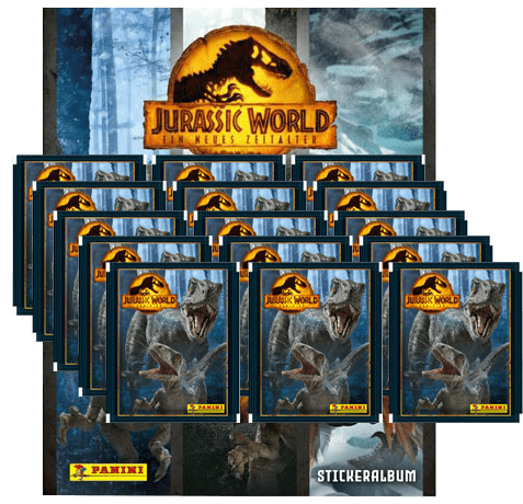 Panini Jurassic World 3 Stickerserie (2022) - 1x Stickeralbum + 15x Stickertüten
