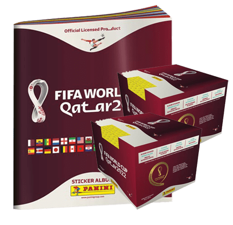 Panini FIFA World Cup Qatar 2022 Offizielle Stickerserie - 1x Softcover Album + 2x Displays