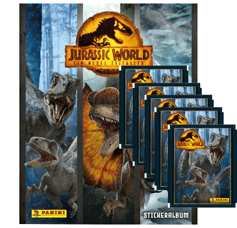 Panini Jurassic World 3 Stickerserie (2022) - 1x Stickeralbum + 5x Stickertüten
