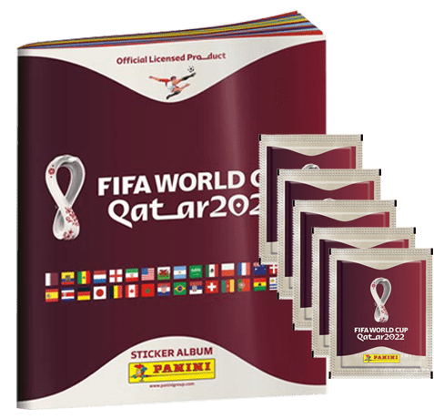 Panini FIFA World Cup Qatar 2022 Offizielle Stickerserie - 1x Softcover Album + 5x Stickertüten