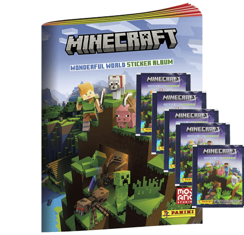 Panini Minecraft Wonderful World Sticker - 1x Stickeralbum + 5x Stickertüten