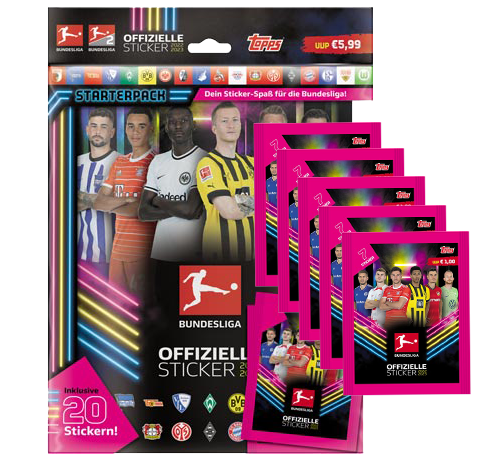 Topps Bundesliga Sticker 2022/2023 - Starterpack + 5x Stickertüten