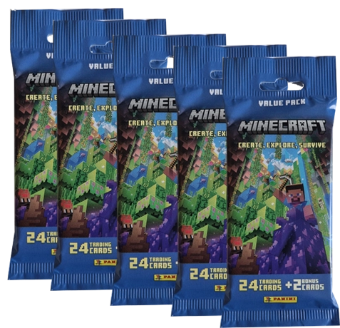 Panini Minecraft Serie 3 Trading Cards Create Explore Survive - 5x Fat Pack Booster