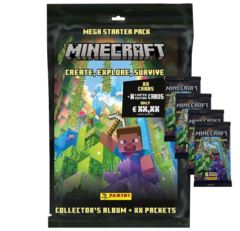 Panini Minecraft Serie 3 Trading Cards Create Explore Survive - 1x Starterpack + 4x Booster
