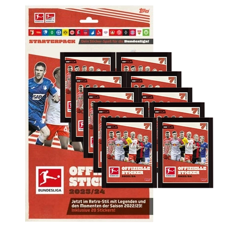 Topps Bundesliga Sticker 2023/2024 - 1x Starterpack + 10x Stickertüten