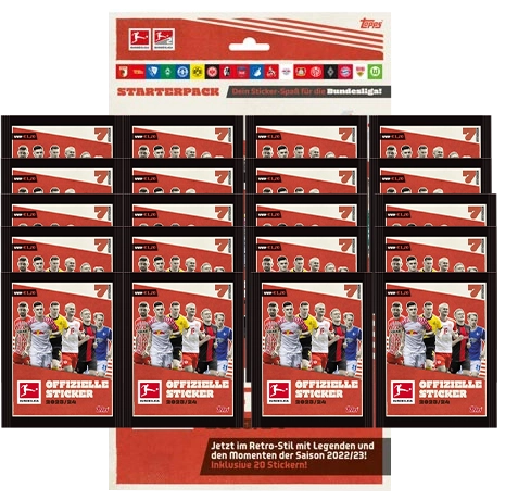 Topps Bundesliga Sticker 2023/2024 - 1x Starterpack + 20x Stickertüten