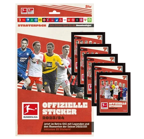 Topps Bundesliga Sticker 2023/2024 - 1x Starterpack + 5x Stickertüten