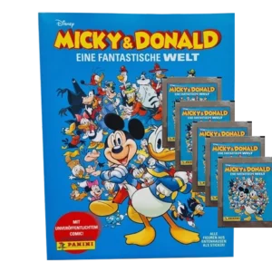 Panini Micky und Donald Sticker Serie Eine Fantastische Welt - 1x Stickeralbum + 5x Stickertüten