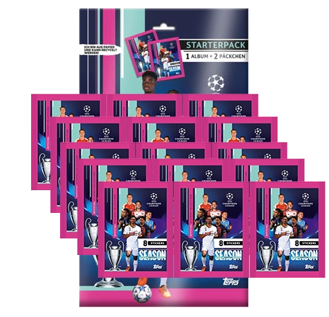 Topps Champions League 2023-2024 Sticker - 1x Starterpack + 15x Sammeltüten