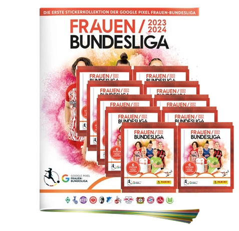 Panini Frauen Bundesliga 2023-2024 Sticker - 1x Stickeralbum + 10x Stickertüten