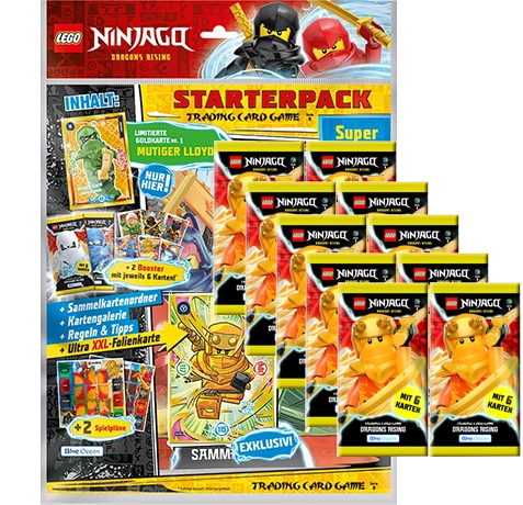 LEGO Ninjago Trading Cards Serie 9 Dragons Rising - 1x Starter Pack + 10x Booster