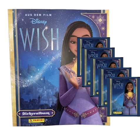 Panini Disney Wish Sticker - 1x Stickeralbum + 5x Stickertüten