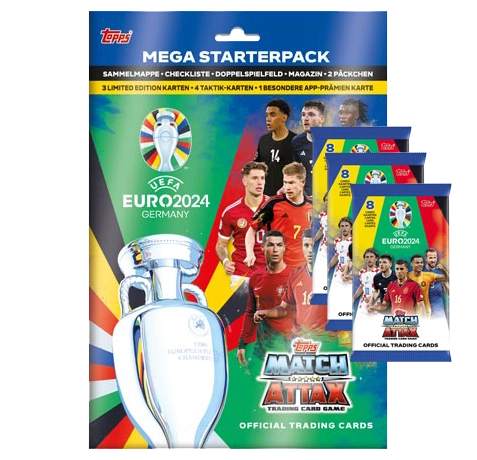 Topps UEFA EURO 2024 Match Attax Trading Cards – 1x Starterpack + 3x Booster