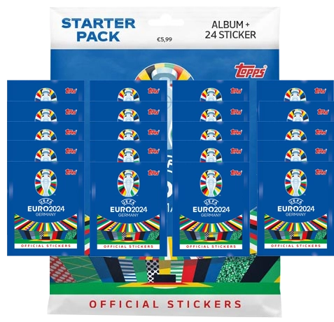 Topps UEFA EURO 2024 Sticker - 1x Starterpack + 20x Stickertüten