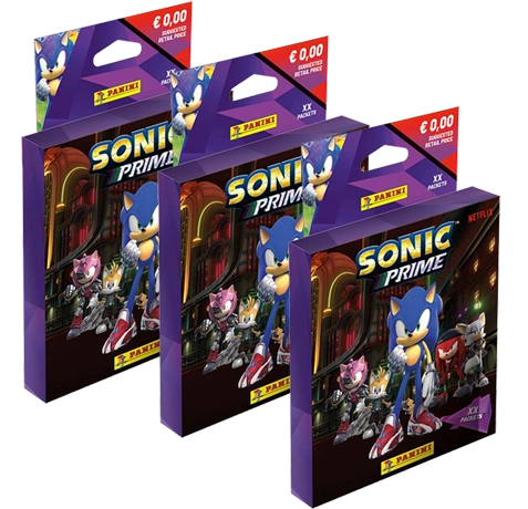 Panini Sonic Prime Sticker-Kollektion - 3x Eco Blister Pack