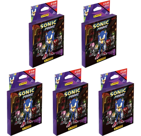 Panini Sonic Prime Sticker-Kollektion - 5x Eco Blister Pack