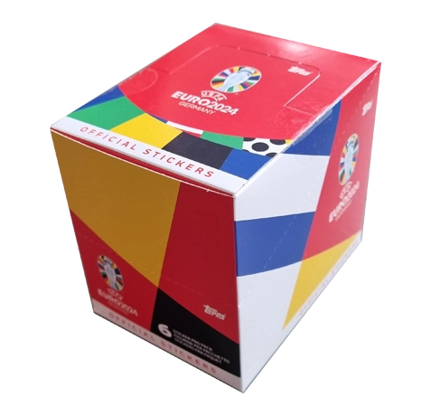 Topps UEFA EURO 2024 Sticker Kollektion (SWISS VERSION) Rote Sticker Variante – 1x DISPLAY je 100x Stickertüten
