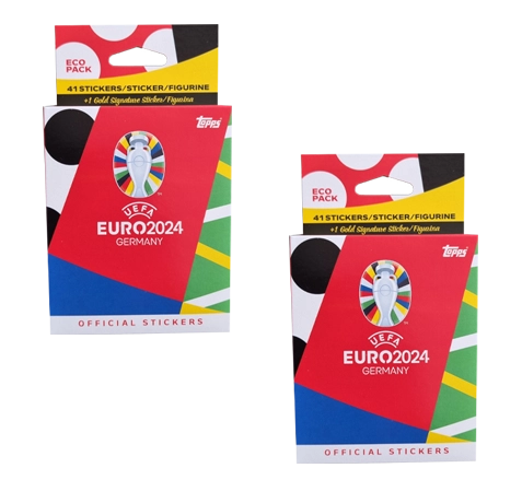 Topps UEFA EURO 2024 Sticker Kollektion (SWISS VERSION) Rote Sticker Variante – 2x Eco Pack