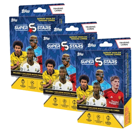 Topps UCL Superstars Saison 2023-24 Trading Cards - 3x Hanger Box